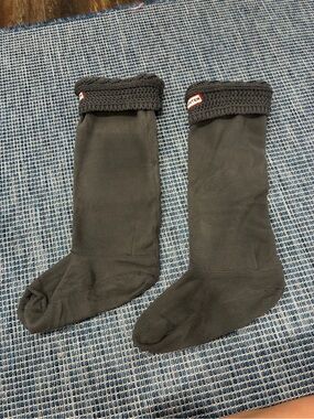 Hunter Gray Fleece Boot Socks - womens